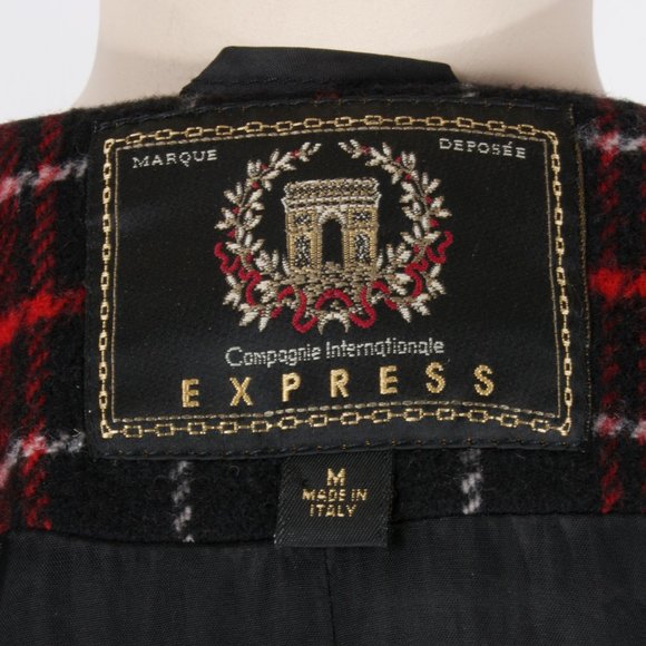M Vintage 90s Compagnie Internationale Express Red Plaid Boxy Blazer Italy Y2k - Picture 6 of 8